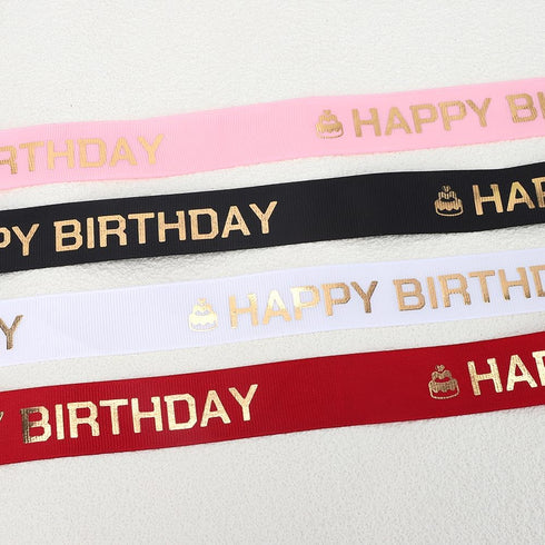 Happy Birthday Ribbon for Gift Wrapping 1 Inch 25 Yards Ribbon for Cakes Happy Birthday Ribbon for Bouquet Curly Bows for Gift Wrapping Birthday D...
