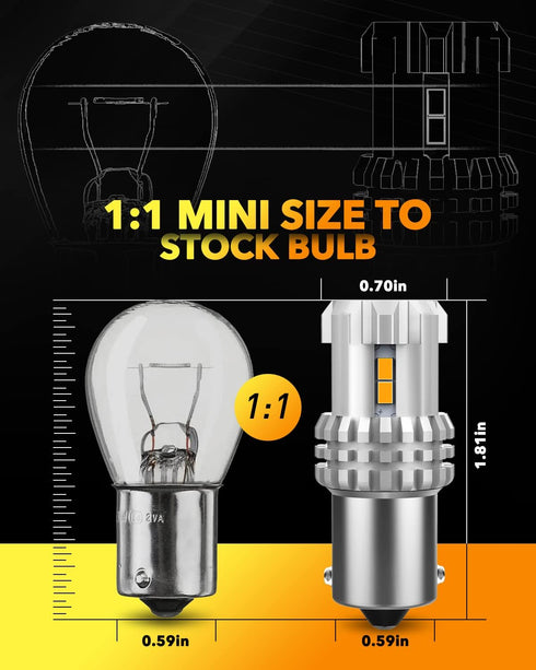 OXILAM Turn Signal Light 1156 LED Bulbs Amber Yellow 2200K Extremely Bright BA15S 1141 1003 7506 LED Bulbs with High Power 12pcs 3020SMD Chipsets,...