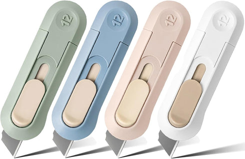 Box Cutter, 4PCS Small Utility Knife, Compact Utility Knife, Easy Slide Retractable Blade, Package Opener for Home, Office, Travel, and DIY Workpr...