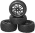 12mm Hex Wheel Rims Mesh Shape Rubber Tires with Sponge 88mm/3.46" Replacement for 1/10 RC Off-Road Car Truck Monster,Black...