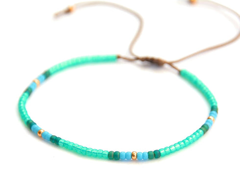 Anklet for Women, Unique Beaded Anklet, Native American Style, Green Turquoise Colorful Boho Hippie Beach Waterproof Anklet, Handmade by Tribes...