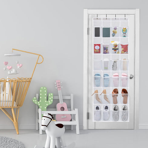 ManGotree Over the Door Shoe Organizer with 24 Large Mesh Pockets, Behind Door Hanging Shoe Storage for Closet, Shoe Rack Holder for Sneakers, Sli...