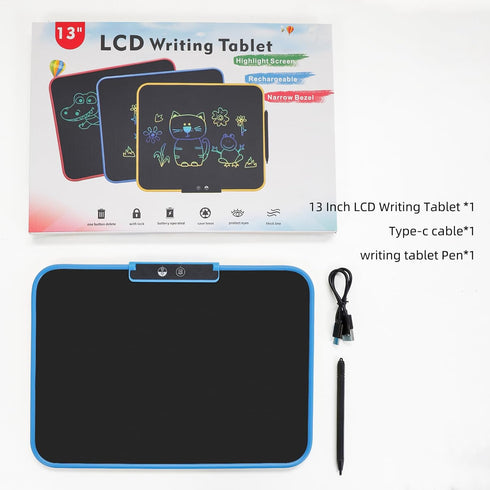 LCD Writing Tablet for Kids 13 Inch,Rechargeable Colorful Drawing Writing Board,Reusable Doodle Pad Electronic Drawing Tablet,Educational and Lear...