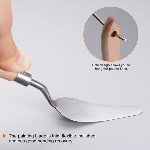 No.11 Painting Palette Knife Stainless Steel Pointy Spatula Pallet Knife with Beech Wood Handle for Oil Acrylic Paint Canvas Mixing Spreading...