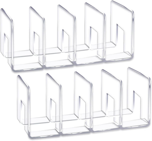 YAGELI Clear Acrylic Desk File Sorter Purse/Handbag Organizer Clutch Divider Mesh Folder Office Supplies Stand Bookshelf (3 Sections) (2Pack-4Sect...