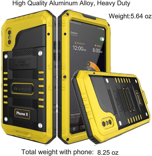 Beasyjoy for iPhone X Case iPhone 10 Metal Case Heavy Duty Cover with Screen Waterproof Shockproof Durable Military Grade Full Body Protection Out...