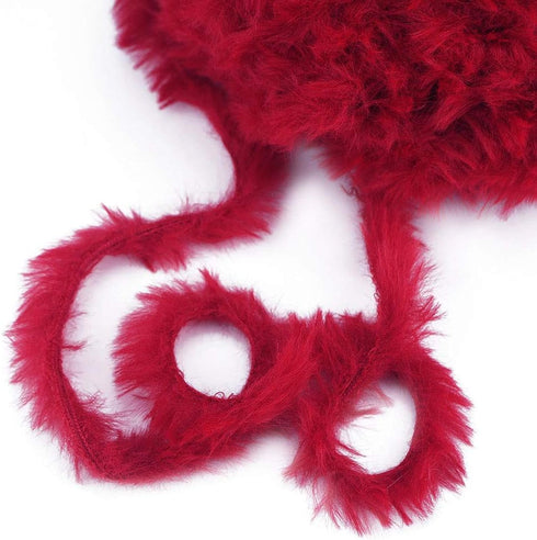 NICEEC 2 Skeins Super Soft Fur Yarn Chunky Fluffy Faux Fur Yarn Eyelash Yarn for Crochet Knit-Total Length 2×32m(2×35yds,50g×2)-Red......