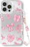 Aesthetic Bow Phone Case for Women Girls Cute Pink Ribbon Bow Phone Case for iPhone 14 with Chain...