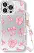 Aesthetic Bow Phone Case for Women Girls Cute Pink Ribbon Bow Phone Case for iPhone 14 with Chain...
