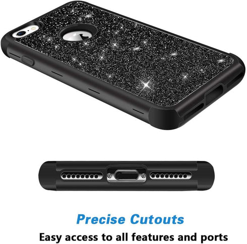 Hython Designed for iPhone 8, iPhone 7 Case, Heavy Duty Full-Body Defender Protective Case Bling Glitter Sparkle Hard Shell Hybrid Shockproof Rubb...