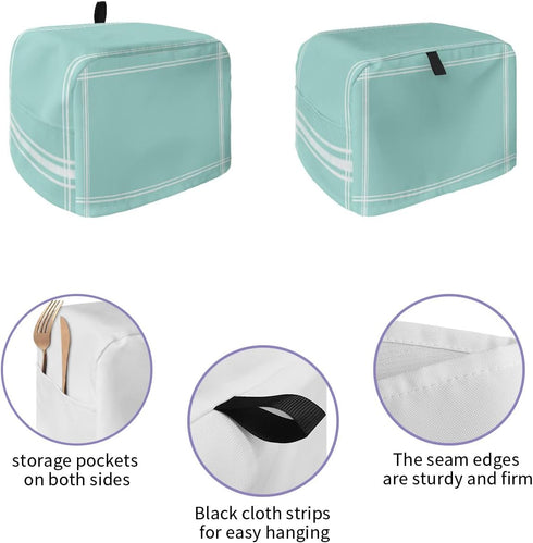 Toaster Cover 2 Slice Solid Teal Color Bread Toaster Oven Cover with Pockets Light Cyan Dustproof Bakeware Protector Small Kitchen Appliance Dust ...