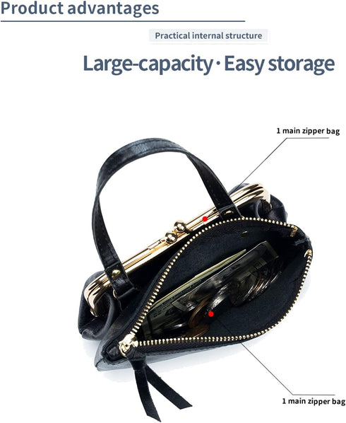 Women's Genuine Leather Coin Purse Pouch Change Wallet,Vintage Pouch Kiss-lock Change Purse Wallets...