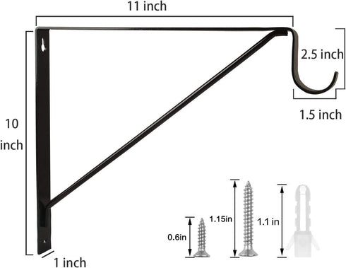 4 Packs of Heavy Duty Closet Shelf and Rod Bracket, Eau Black Closet Shelf Bracket with Rod Support Great for Both Shelf Storage and Closet Rod...