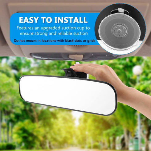 9.8'' Car Rear View Mirror with Suction Cup, Anti Glare Adjustable Auto Interior Rearview Mirror, HD Thickened Vehicle Inside Mirror Kit Universal...