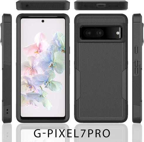 Jeylly for Google Pixel 7 Pro Case, Slim Fit Full Body Hybrid Shockproof Silicone Bumper Hard PC Back Cover Rugged Protective Case for Google Pixe...