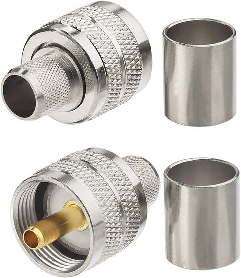 wlaniot PL259 Crimp Connector PL-259 Plug Male Connector pl259 pl-259 UHF Male Solder Connector for LMR-400 RG-213 CB Ham Radio Antenna 2pcs...