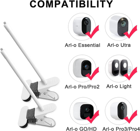 2Pack Flexible Clamp Mount Compatible with Arlo Cam, Arlo Pro/Pro 2/Pro 3/Ultra/Ultra 2, & Others Flexible Gooseneck Mounting Bracket No Tools or ...