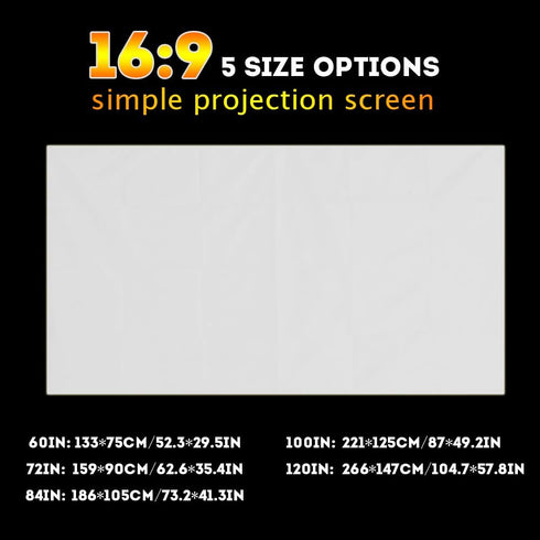 Projector Screen, 16:9 HD Portable Outdoor Projector Screen, Foldable Small Movie Projector Screen for Outdoor Indoor Party Home Office Classroom(...
