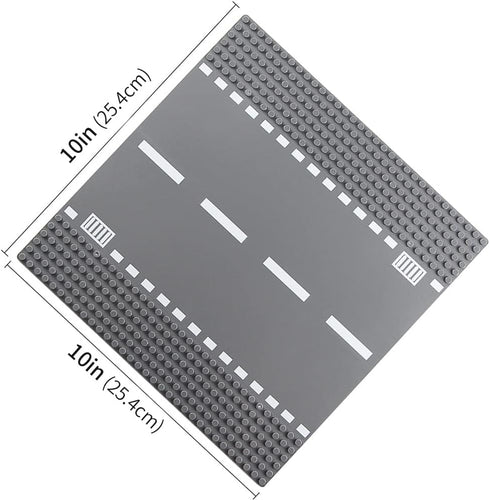 Feleph Classic Road Base Plates, City Street Straight Road Building Kit, 10 x 10 Inches Town Baseplate for Building Bricks Compatible with All Maj...