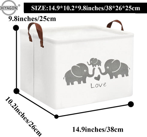 HIYAGON Baby Basket - Cute Elephant Toy Storage Bin Organizer Box Gift Basket for Boys and Girls (Love Elephants)...