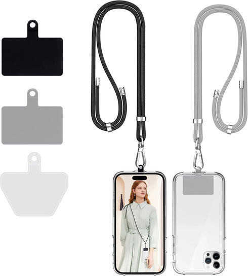 takyu Universal Cell Phone Lanyard, Crossbody Lanyard with Adjustable Nylon Neck Strap Compatible for Most Smartphones (2Pack Black+Grey)...