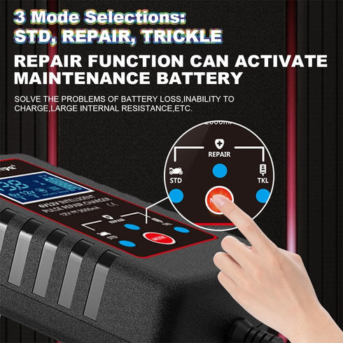 B-Qtech Upgraded 2Amp Car Battery Trickle Charger 6V/12V Smart Fully Automatic 3 Mode Battery Charger Maintainer, Battery Desulfator for Lawn Mowe...