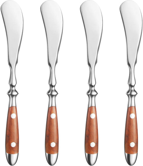 Butter Spreader?4pcs Butter Knives?Premium Stainless Steel 18/8 Butter Cheese Jam Appetizer Spreading Knives with Comfortable Bakelite Handle?Wood...
