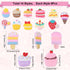 SUNNYCLUE 84pcs 14 Styles PVC Shoe Charms Cute Shoes Charm Flatback Cabochon Food Theme Plastic Summer Ice Cream Cake Strawberry Lollipop Pink Kaw...