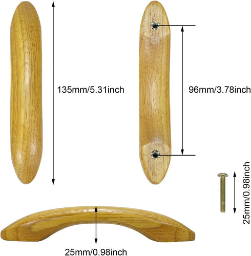 Wood Drawer Knobs Pulls Handles Kitchen Cabinets Knobs Natural Wood Dresser Pulls for Furniture Dresser Wardrobe Cupboard Double Hole Cabinet Pull...