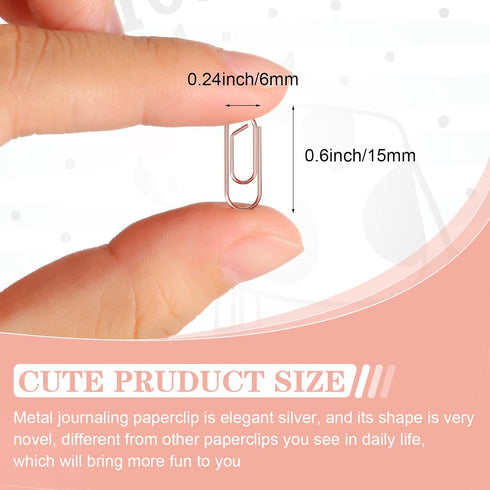 100 Pieces Metal Mini Paper Clips 3/5 Inch Finish Steel Paper Clip Metal Journaling Paper Clamps Office Paperclip for Paper Document Sorting and O...