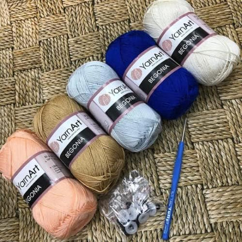 Yarn Art Begonia Yarn 100% Cotton, Pure Premium Soft Cotton Yarn, for Knitting Crochet and Amigurumi, Various Pastel and Shiny Colors, Yarn,1.76 O...