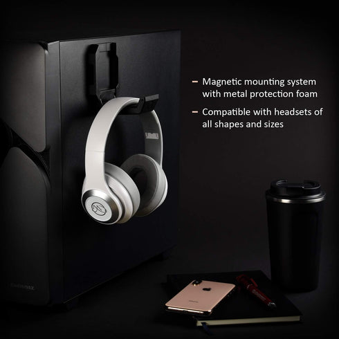 Enermax Magnetic Mounting Headset Holder with Metal Protection Foam, Provides up to 1 kg/2.2 lbs, Compatible with Computer/Gaming Headsets, Headph...