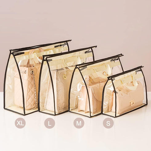 2 PCS Hanging Handbag Storage Organizer Purse Dustproof Storage Bag Transparent Non-woven Storage Bag with Zipper and Handle (XL)...