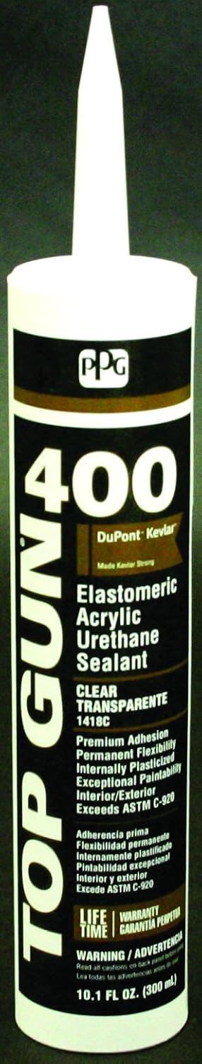 Glidden Top Gun 400 Premium Grade Sealant, Elastomeric Acrylic Urethane, 10 oz, Clear (726890278076)...