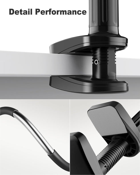 SAIJI Gooseneck Bed Phone Holder, Flexible Long Arm Phone Mount for Desk, Clip Bracket Clamp Stand for 4.0-6.5'' Mobile Cell Phone Stand Document ...