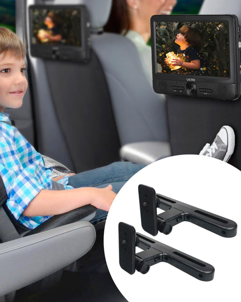 Car Headrest Mounts, Angle Adjustable Headrest Dual Screen DVD Player Mount Holders, 2 Mounting Brackets WONNIE/FANGOR/Sylvania Dual Screen DVD Pl...