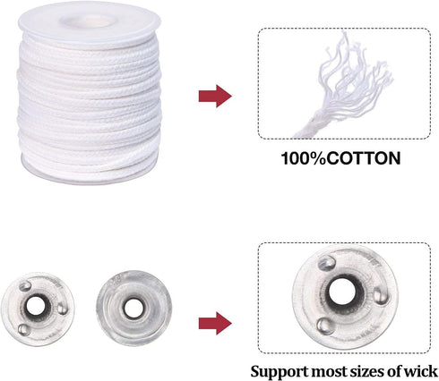 pice QPZ 200 ft Braided Candle Wicks 100% Cotton 21 PLY for Candle Pillars in 1 3/4 inch Dia, for Paraffin Wax Soy Beeswax Candle Making, Sold Sep...