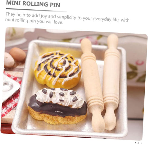 Toyvian 10pcs Rolling Mini Wood Rolling Pin Mini Cutting Board Small Home Decor Wood Cooking Utensils Rolling for Rolling French Rolling Pin for M...