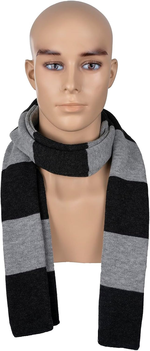 Fashion Long Shawl Winter Thick Warm Wrap Scarf Polyester Fiber Soft Black Gray Stripes for Adult Women Men Unisex...