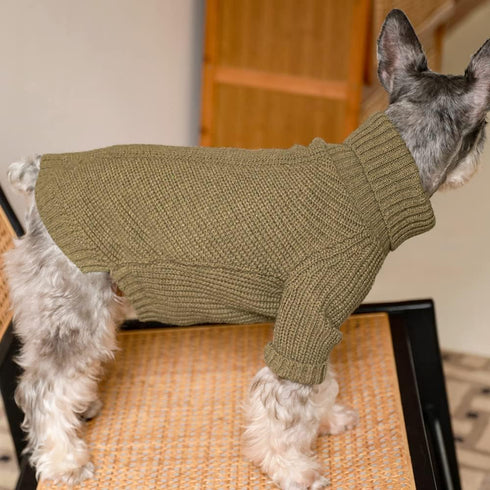 Fitwarm Thermal Knitted Dog Sweater Doggy Winter Coat Pet Clothes Doggie Turtleneck Jacket Puppy Outfits Cat Sweatsuit Sage Green X-Large...