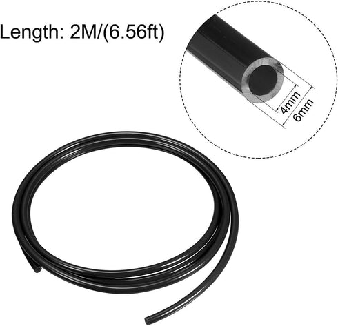 uxcell Pneumatic Air Tubing, 6mm(0.24") OD x 4mm(0.16") ID 2m(6.56ft) PU Polyurethane Air Compressor Tubing Hose Pipe Black...