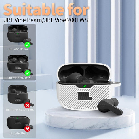 Portable Electronic Device Cover for JBL Vibe Beam, Silicone Protective Shock Case Cover with Carabiner (White)......
