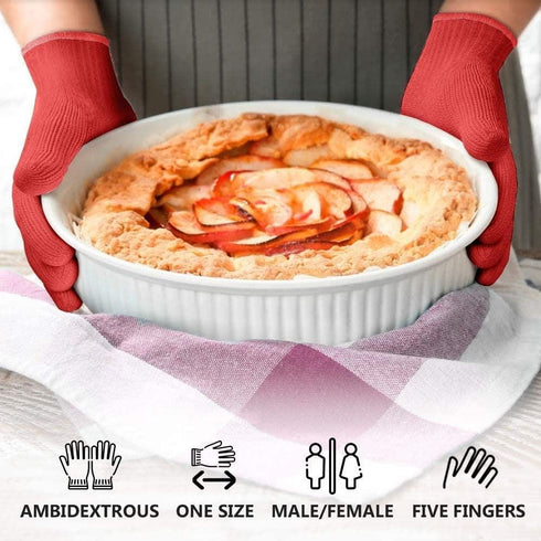 Killer's Instinct Outdoors 1 Pair Heat Resistant Gloves Oven Gloves Heat Resistant with Fingers Red Mitts Kitchen Pot Holders Cotton Mitts Red Kit...