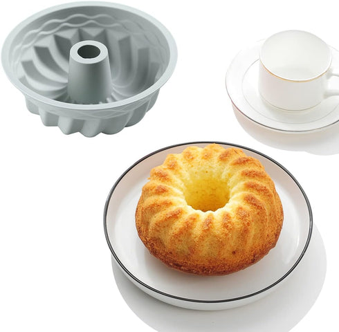 6.4 Inches Novelty Round Baking Cake Pans, Non-Stick Silicone Fluted Tube Pans Set, Bakeware Cake Molds for Small Birthday Cake, Breads, Large Jel...