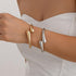 Gold Bangle Bracelets for Women Chunky Cuff Bracelet 18K Gold Plated Open Teardrop Bangle Set Wide Wire Irregular Minimalist Silver Jewelry...