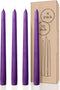 Candwax 10 inch Taper Candles Set of 4 - Dripless and Unscented Candlesticks - Perfect for Dinner and Household Decor - Purple Candles...