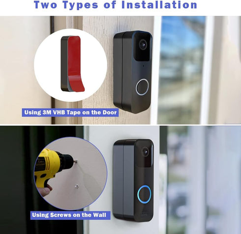 Blink Doorbell Mount, Adjustable (15 to 45 Degrees) Corner Mount, No-Drill Mounting Bracket for Blink Doorbell Camera, Wide Viewing Angle Mount, B...