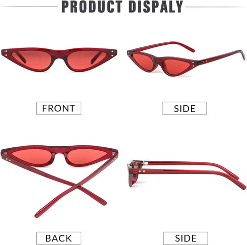 GIFIORE Retro Small Cat Eye Sunglasses Y2K Tinted Colored Lense Black Skinny Tiny Sun Glasses...