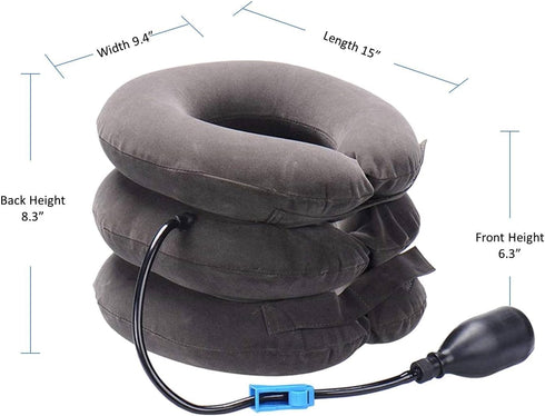 Inflatable Cervical Neck Traction Air Inflatable Pillow Neck Head Stretcher Pain Relief Collar (for Adults, Grey)...