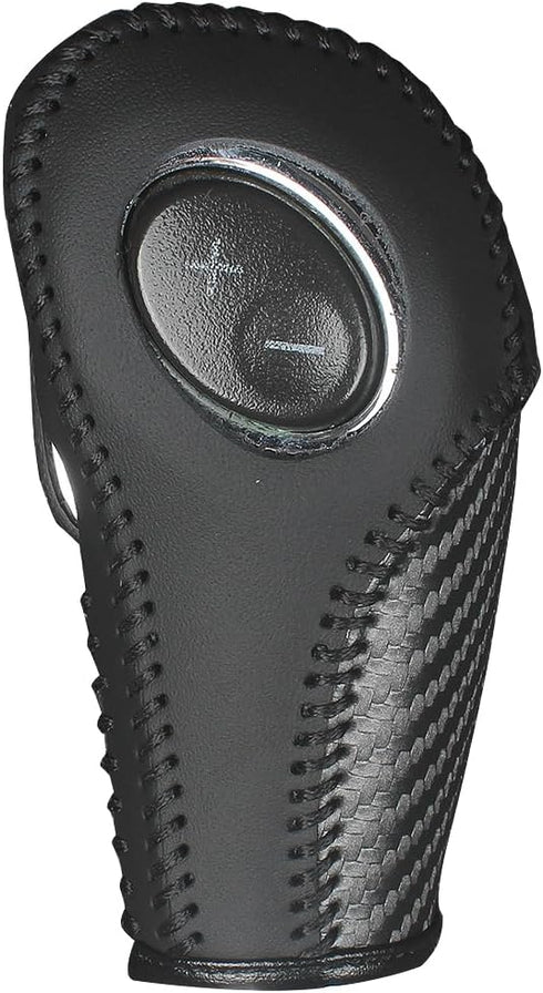 Custom Fit Black Genuine Leather Gear Shift Knob Cover for GMC Acadia 2007 08 09 10 11 12 13 14 15 2016 Automatic Accessories (Black pattern black...